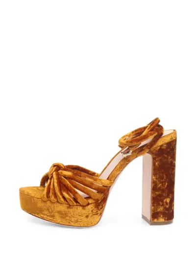 Pre-owned Loeffler Randall Knot-detail Platform Sandals In Orange