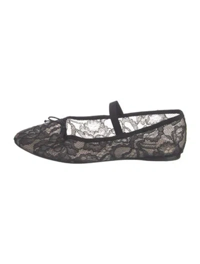Pre-owned Loeffler Randall Lace Lace Pattern Ballet Flats In Black