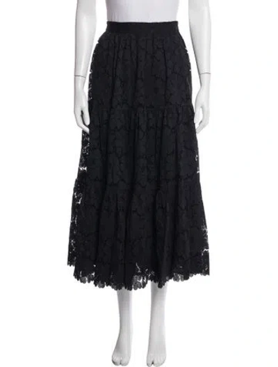 Pre-owned Loeffler Randall Lace Pattern Long Skirt In Blue