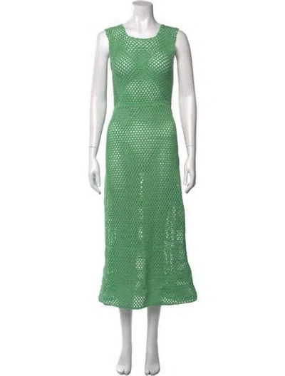 Pre-owned Loeffler Randall Lace Pattern Midi Length Dress In Green