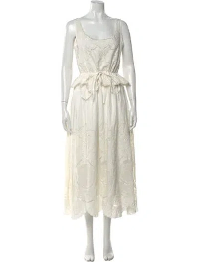 Pre-owned Loeffler Randall Lace Pattern Midi Length Dress In Neutral