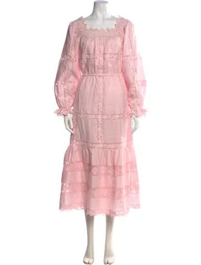 Pre-owned Loeffler Randall Lace Pattern Midi Length Dress In Pink