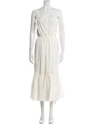 Pre-owned Loeffler Randall Lace Pattern Midi Length Dress In White