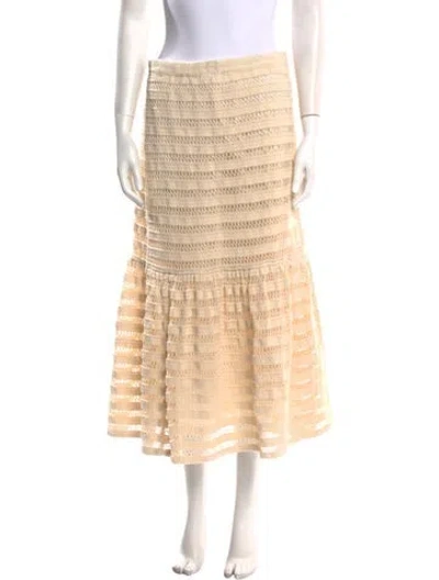 Pre-owned Loeffler Randall Lace Pattern Midi Length Skirt In Neutral