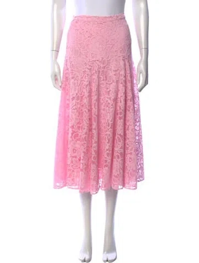 Pre-owned Loeffler Randall Lace Pattern Midi Length Skirt W/ Tags In Pink