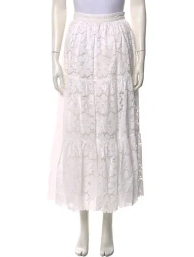 Pre-owned Loeffler Randall Lace Pattern Midi Length Skirt In White