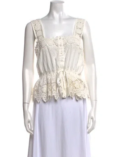 Pre-owned Loeffler Randall Lace Pattern Square Neckline Top In Neutral