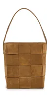 Loeffler Randall Laith Wide Woven Top Handle Bag Toffee