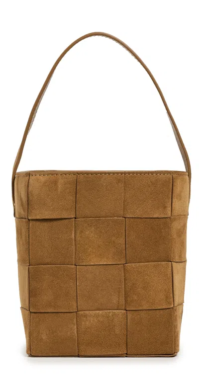 Loeffler Randall Laith Wide Woven Top Handle Bag Toffee
