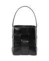 Loeffler Randall Laith Wide Woven Top Handle Bucket Bag Black In Black