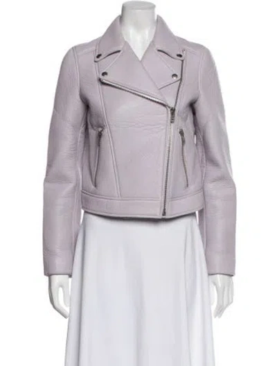 Pre-owned Loeffler Randall Lamb Leather Biker Jacket In Purple