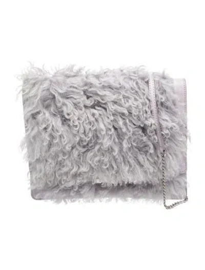 Pre-owned Loeffler Randall Lambswool Evening Bag In White