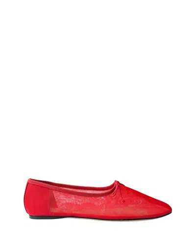 Loeffler Randall Landon Soft Bow-detailed Mesh Ballet Flats In Red