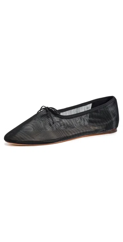 Loeffler Randall Landon Soft Bow-detailed Mesh Ballet Flats In Black