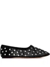 Loeffler Randall Landon Leather Ballet Flats In Black/silver