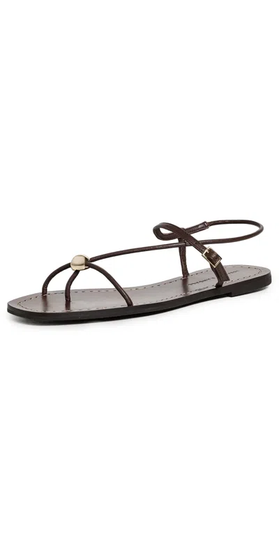 Loeffler Randall Lara Strappy Flat Sandals Espresso In Brown