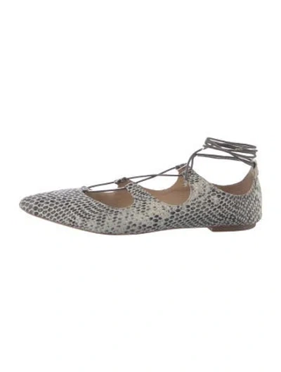 Pre-owned Loeffler Randall Leather Animal Print Ballet Flats In Grey