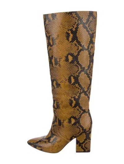 Pre-owned Loeffler Randall Leather Animal Print Boots In Brown