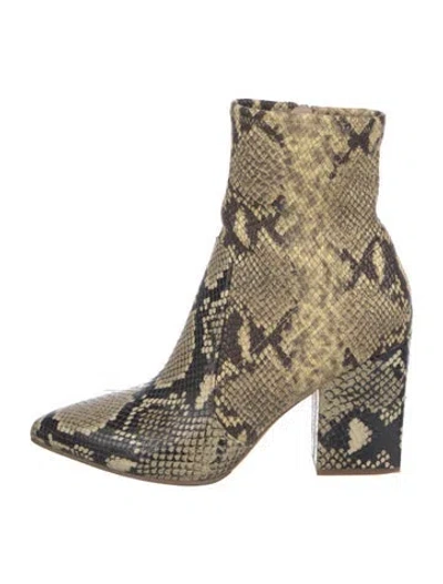 Pre-owned Loeffler Randall Leather Animal Print Boots In Neutrals