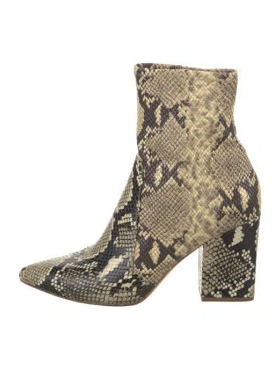 Pre-owned Loeffler Randall Leather Animal Print Boots In Neutrals
