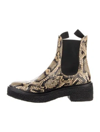 Pre-owned Loeffler Randall Leather Animal Print Chelsea Boots In Black