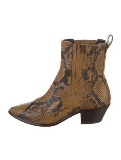 Pre-owned Loeffler Randall Leather Animal Print Chelsea Boots In Brown