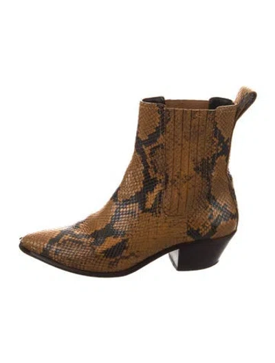 Pre-owned Loeffler Randall Leather Animal Print Chelsea Boots In Brown