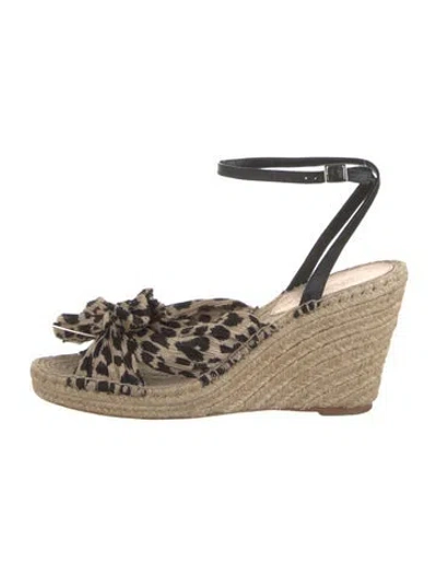 Pre-owned Loeffler Randall Leather Animal Print Espadrilles In Brown