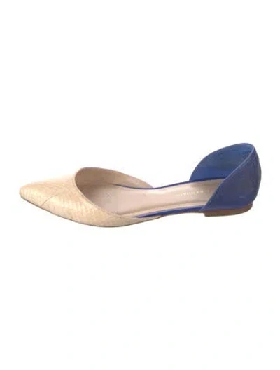 Pre-owned Loeffler Randall Leather Animal Print Flats In Blue