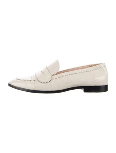Pre-owned Loeffler Randall Leather Animal Print Loafers In Neutrals