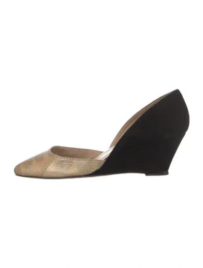 Pre-owned Loeffler Randall Leather Animal Print Pumps In Black