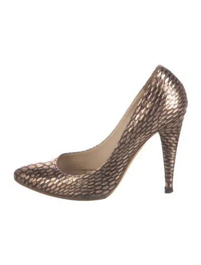 Pre-owned Loeffler Randall Leather Animal Print Pumps In Brown