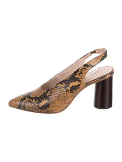 Pre-owned Loeffler Randall Leather Animal Print Slingback Pumps In Black/neutrals