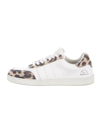 Pre-owned Loeffler Randall Leather Animal Print Sneakers In White