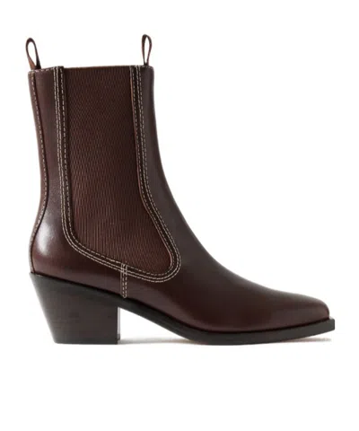 Loeffler Randall Leather Ankle Boots In Brown