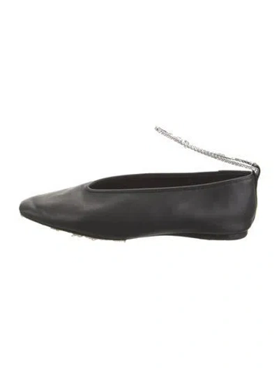 Pre-owned Loeffler Randall Leather Ballet Flats In Black