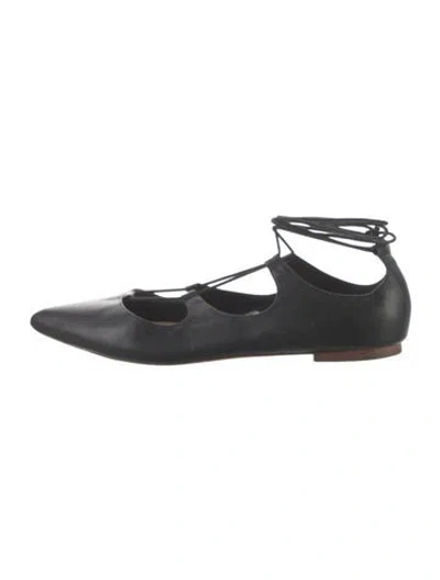 Pre-owned Loeffler Randall Leather Ballet Flats In Black