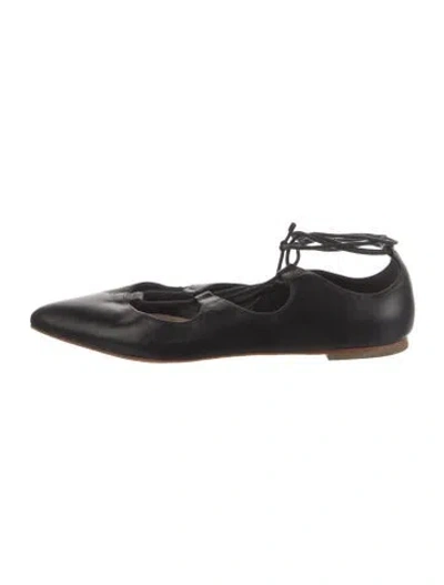 Pre-owned Loeffler Randall Leather Ballet Flats In Black