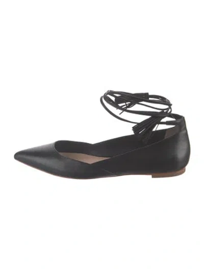 Pre-owned Loeffler Randall Leather Ballet Flats In Black