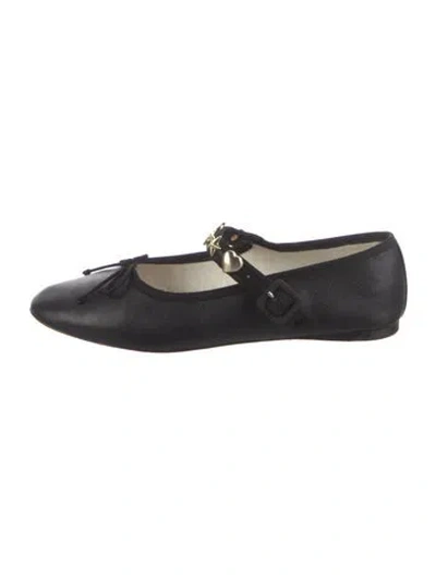 Pre-owned Loeffler Randall Leather Ballet Flats In Black