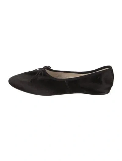 Pre-owned Loeffler Randall Leather Ballet Flats In Black