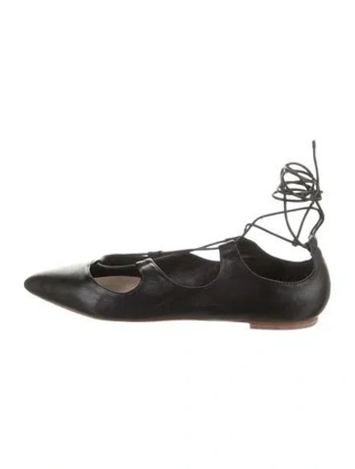 Pre-owned Loeffler Randall Leather Ballet Flats In Black