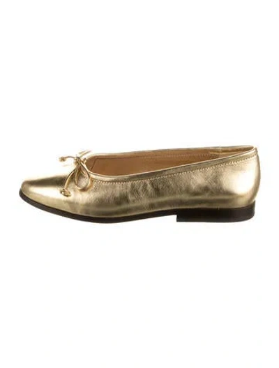 Pre-owned Loeffler Randall Leather Ballet Flats In Gold