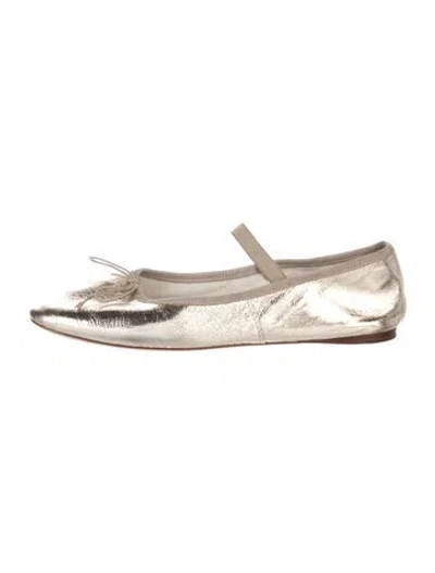 Pre-owned Loeffler Randall Leather Ballet Flats In Gold/metallic