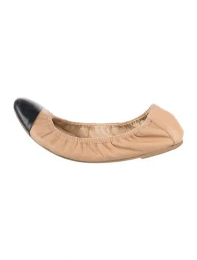 Pre-owned Loeffler Randall Leather Ballet Flats In Neutrals