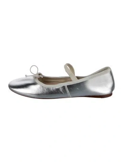 Pre-owned Loeffler Randall Leather Ballet Flats In Silver