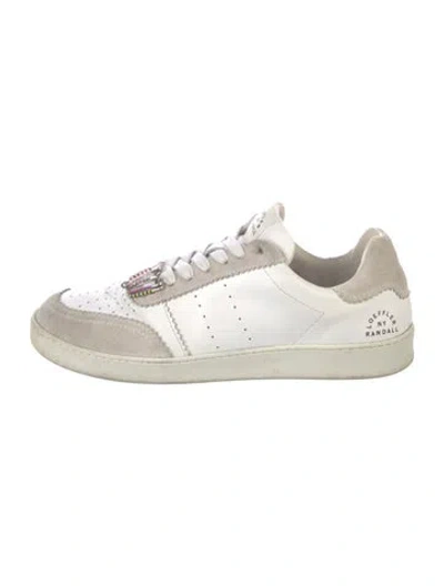 Pre-owned Loeffler Randall Leather Beaded Accents Sneakers In White