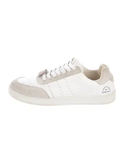Pre-owned Loeffler Randall Leather Beaded Accents Sneakers In White