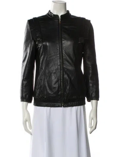 Pre-owned Loeffler Randall Leather Biker Jacket In Black