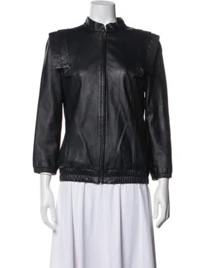 Pre-owned Loeffler Randall Leather Biker Jacket In Blue